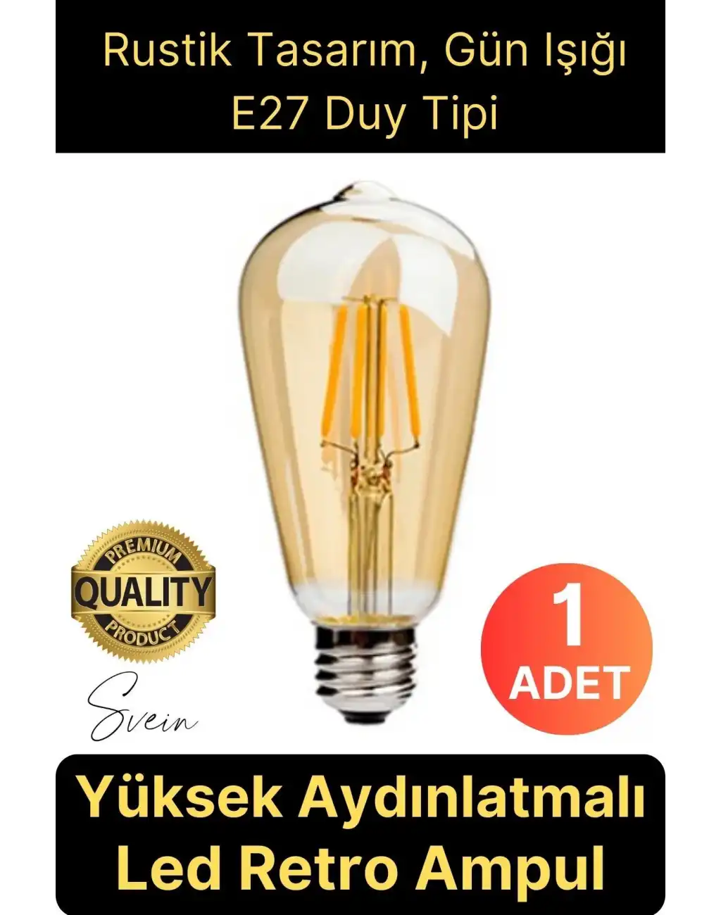 Cata Vintage Spiral Filament Blubs Rustik Retro Akkor LED Ampul Yüksek Işıklandırma Lamba Gün Işığı E27
