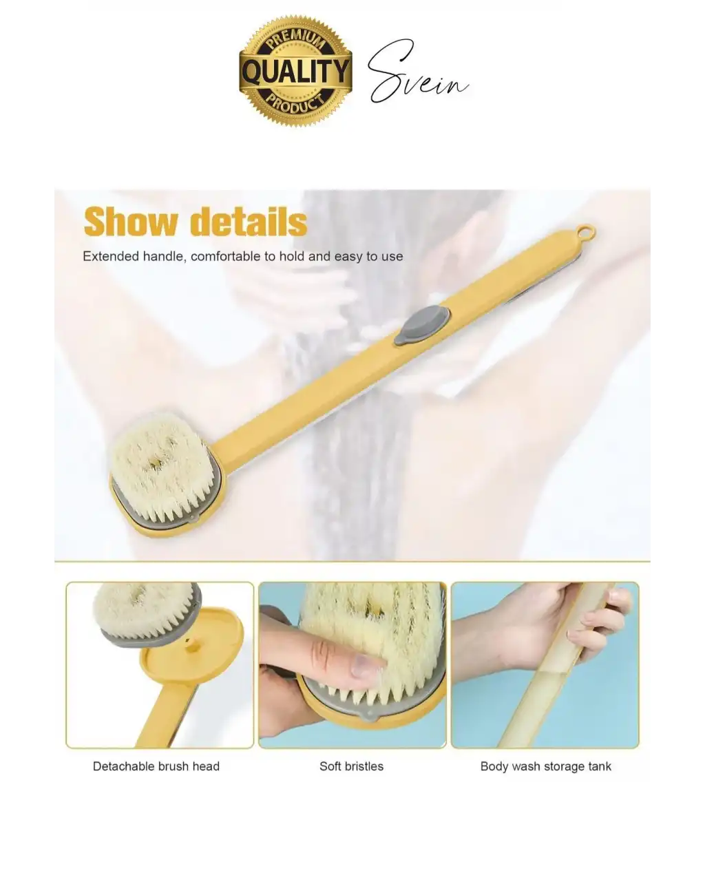 Saplı Sıvı Sabun Duş Jeli Şampuan Peeling Etkili Silikon Hazneli Pratik Sırt Kesesi Duş Fırçası