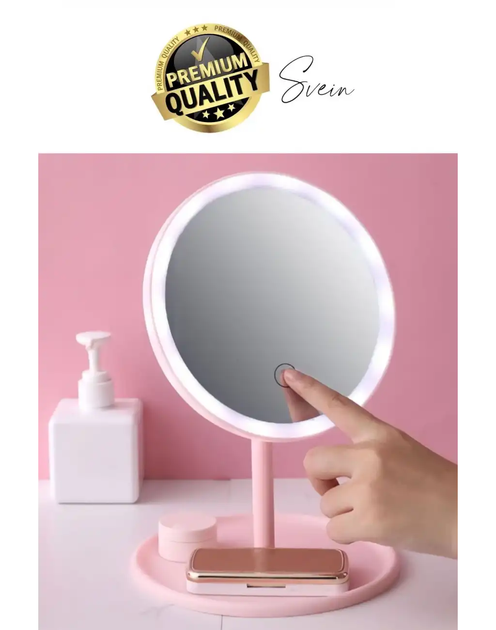 Dokunmatik Katlanabilir Taşınabilir Kablosuz LED Işıklı Makyaj Aynası 360° Döner USB Şarj Edilebilir