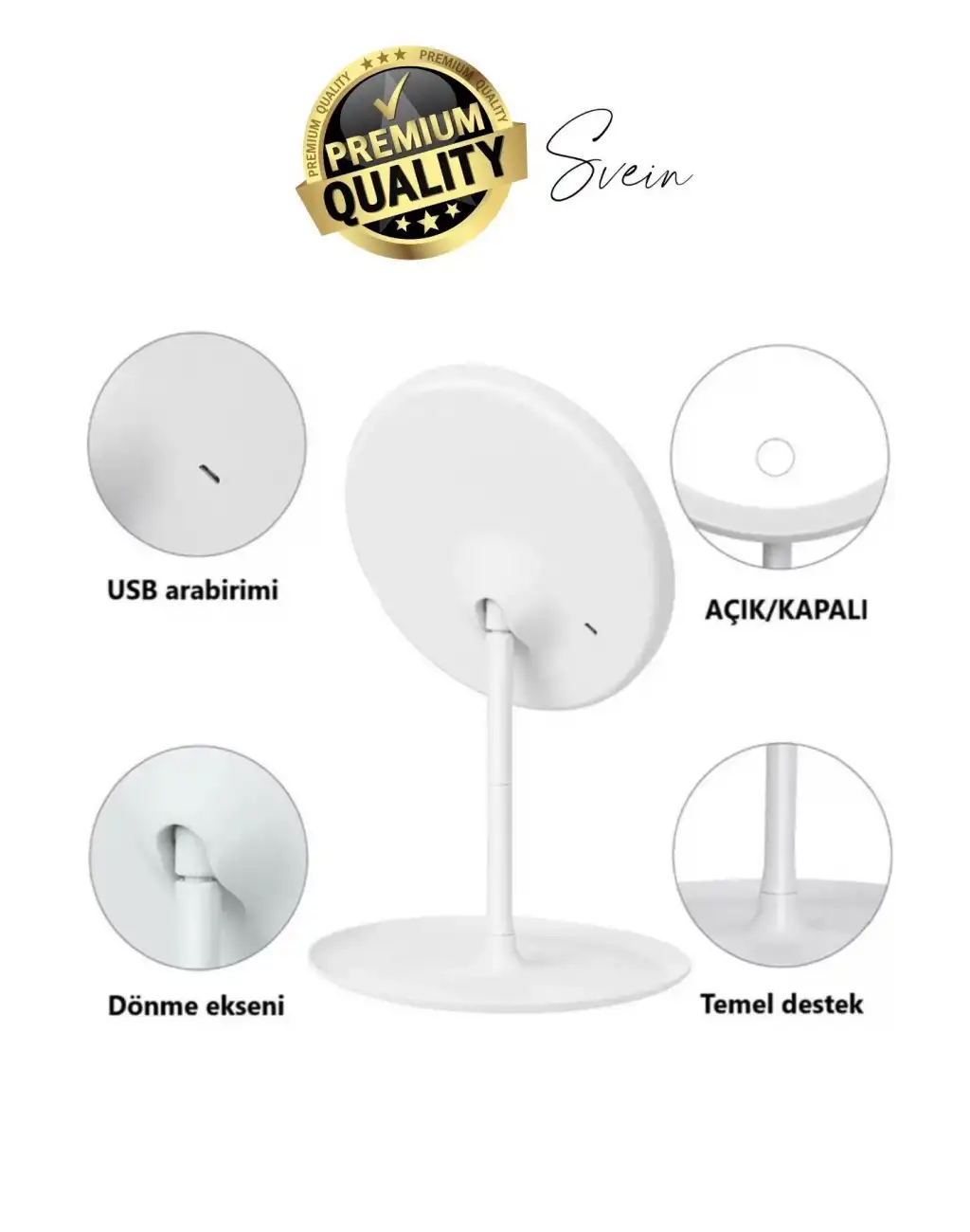 Dokunmatik Katlanabilir Taşınabilir Kablosuz LED Işıklı Makyaj Aynası 360° Döner USB Şarj Edilebilir