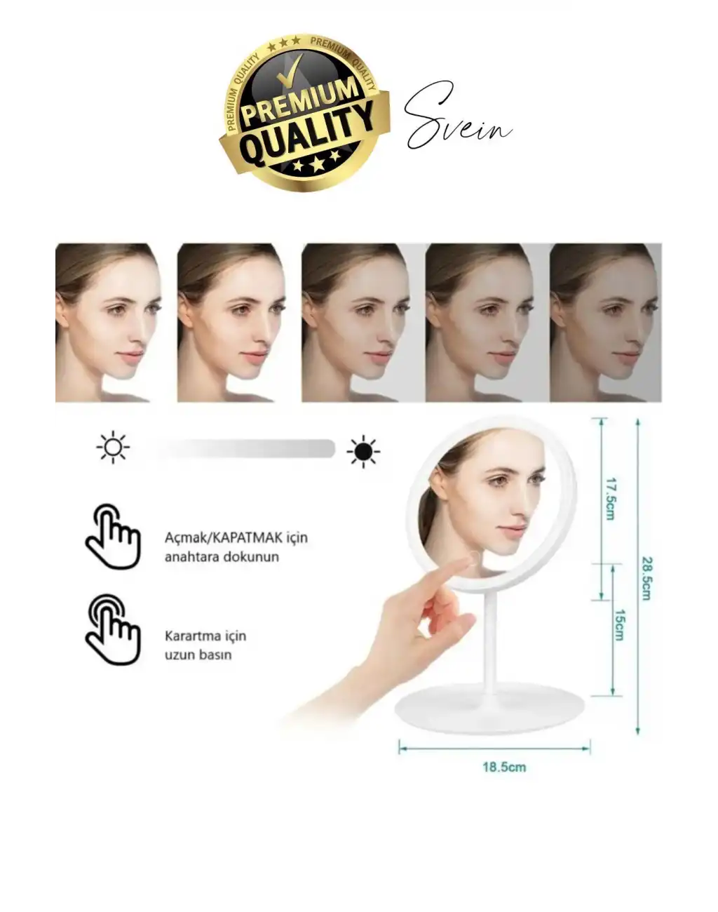 Dokunmatik Katlanabilir Taşınabilir Kablosuz LED Işıklı Makyaj Aynası 360° Döner USB Şarj Edilebilir