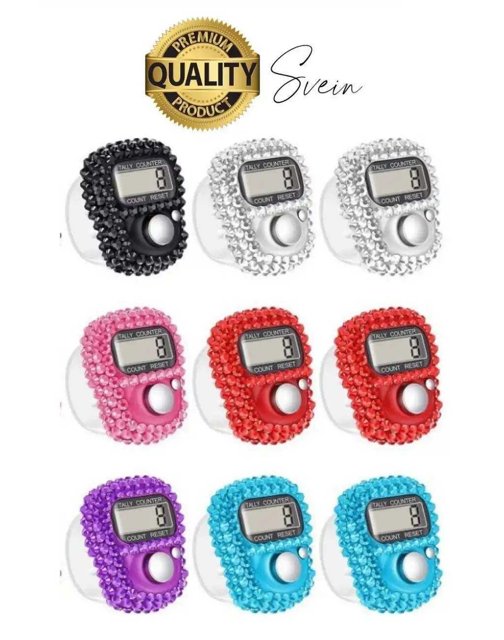 Özel Üretim Parmak Taşınabilir Sayacı Pusula İslami Tesbih Yüzük Boncuk Taşlı Dijital LED Zikirmatik