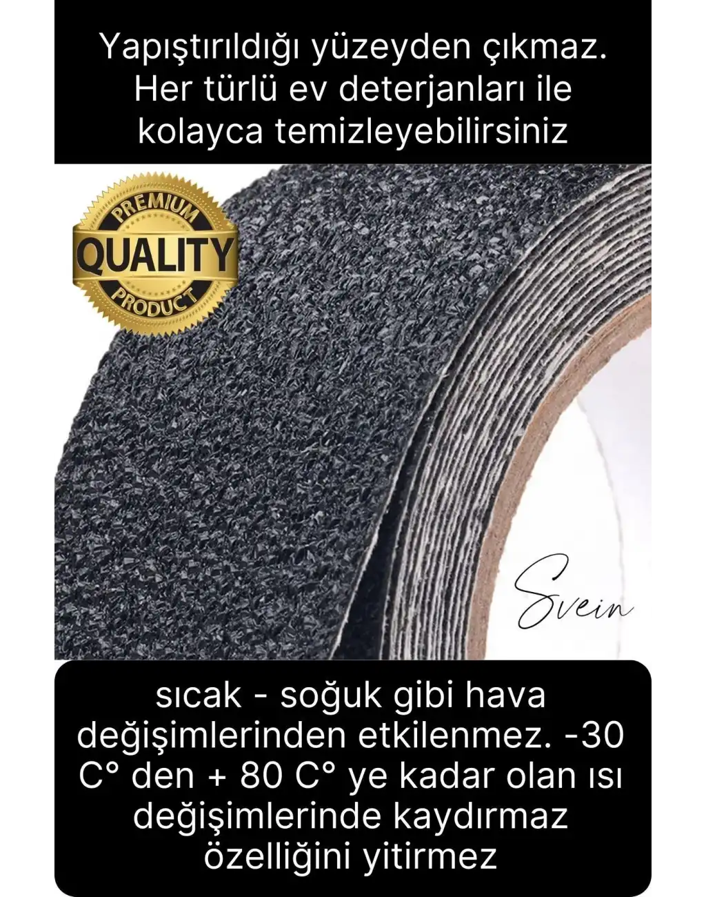 Premium 50mm x 15mt Siyah Kaydırmaz Bant Yapışkanlı Merdiven Basamak Zemin Güçlü Tutunabilen Halı