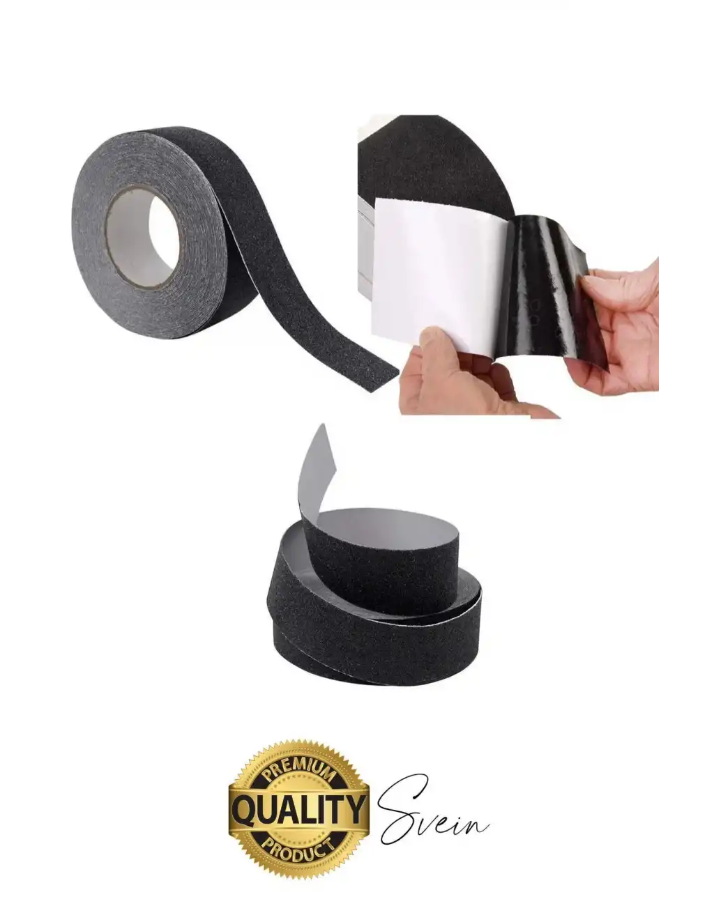 Premium 50mm x 15mt Siyah Kaydırmaz Bant Yapışkanlı Merdiven Basamak Zemin Güçlü Tutunabilen Halı