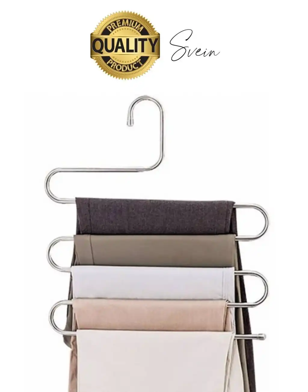 2 Adet Metal Dolap İçi Krom Pantolon Pantolon Akıllı Askılık 5li Taşır Çoklu Katlı Kırışma Karşıtı