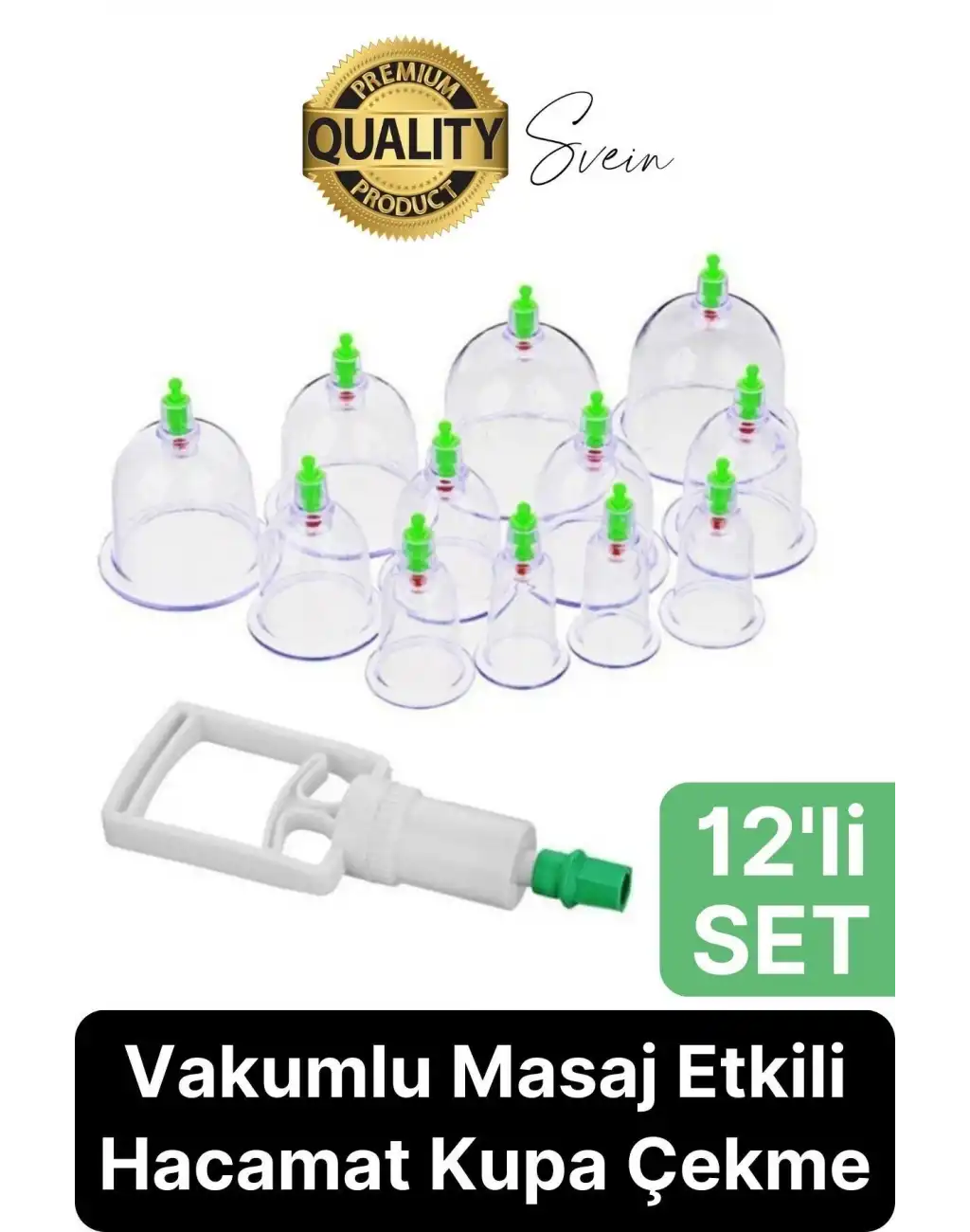 Özel Üretim Fizyoterapi Seri 12 Parça Vakumlu Masaj Etkili Hacamat Kupa Çekme Seti Masaj Sırt