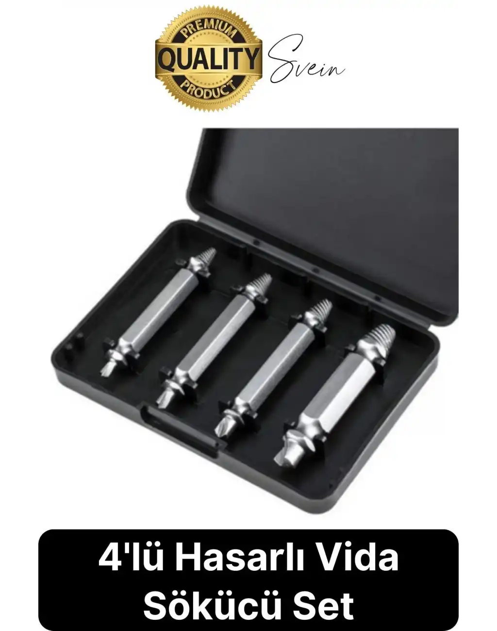 4lü Paslanmaz Çelik Hasarlı Bozuk Kırık Dübel Vida Sökücü Set Kutulu Çivi Çıkarıcı Matkap Uç