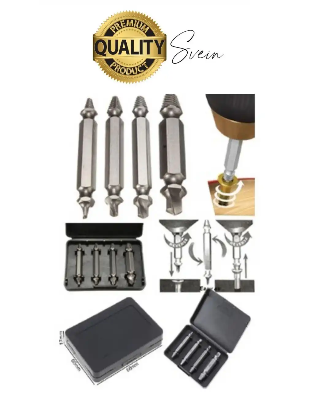 4lü Paslanmaz Çelik Hasarlı Bozuk Kırık Dübel Vida Sökücü Set Kutulu Çivi Çıkarıcı Matkap Uç