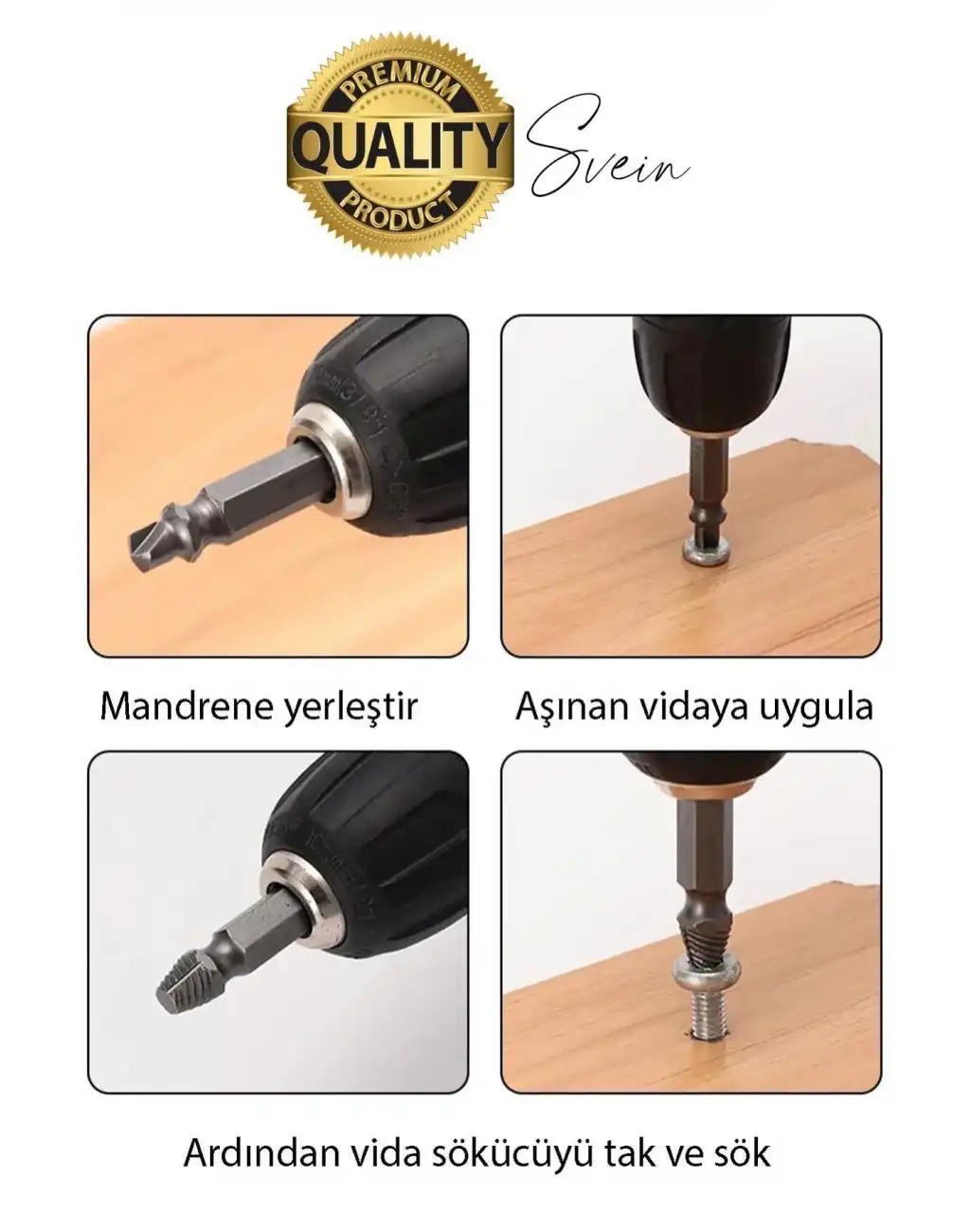 4lü Paslanmaz Çelik Hasarlı Bozuk Kırık Dübel Vida Sökücü Set Kutulu Çivi Çıkarıcı Matkap Uç