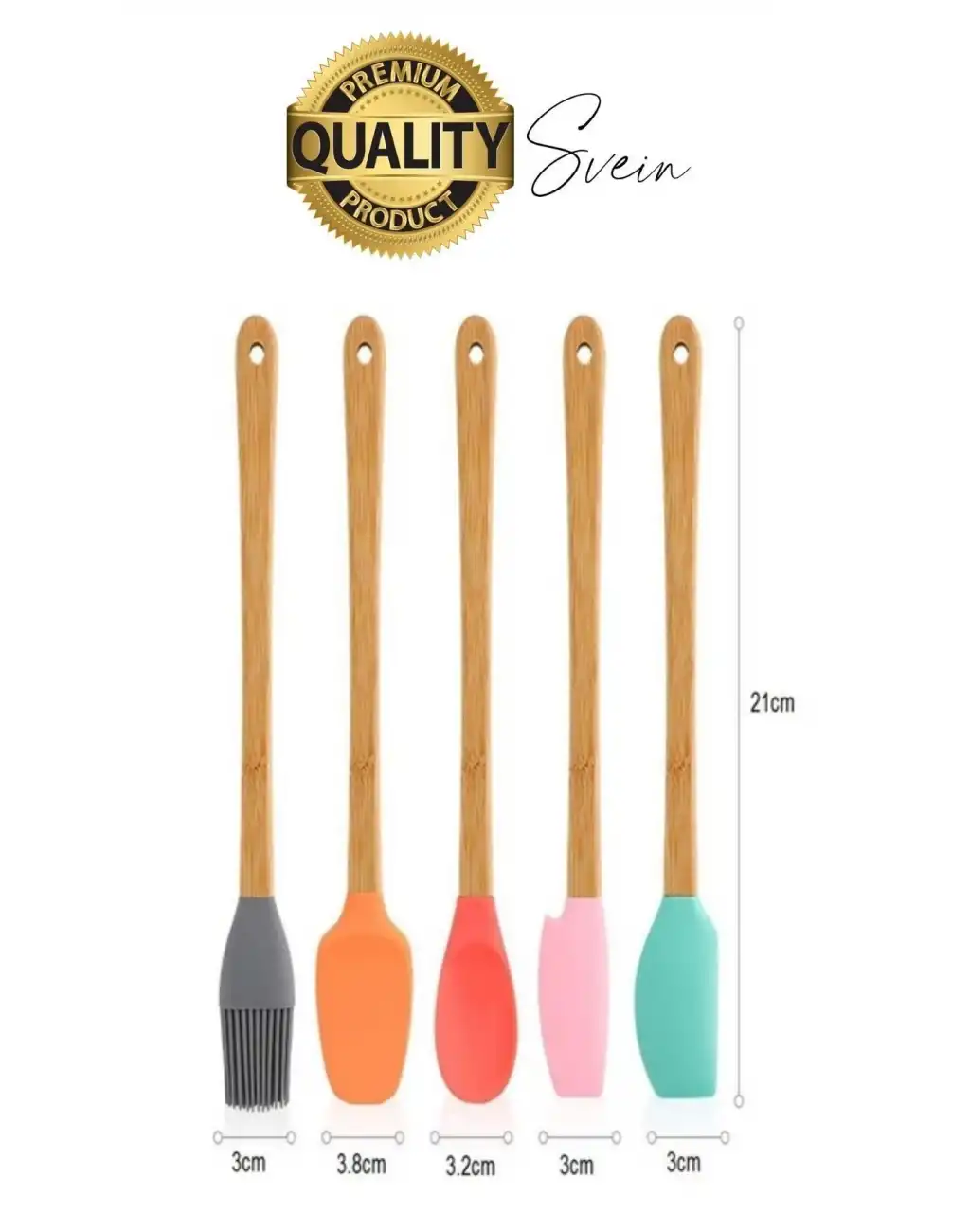 Mini Spatula Kaşık Fırça Setleri Yapışmaz Silikon Tencere Ahşap Saplı Renkli Pişirme Mutfak Araçları