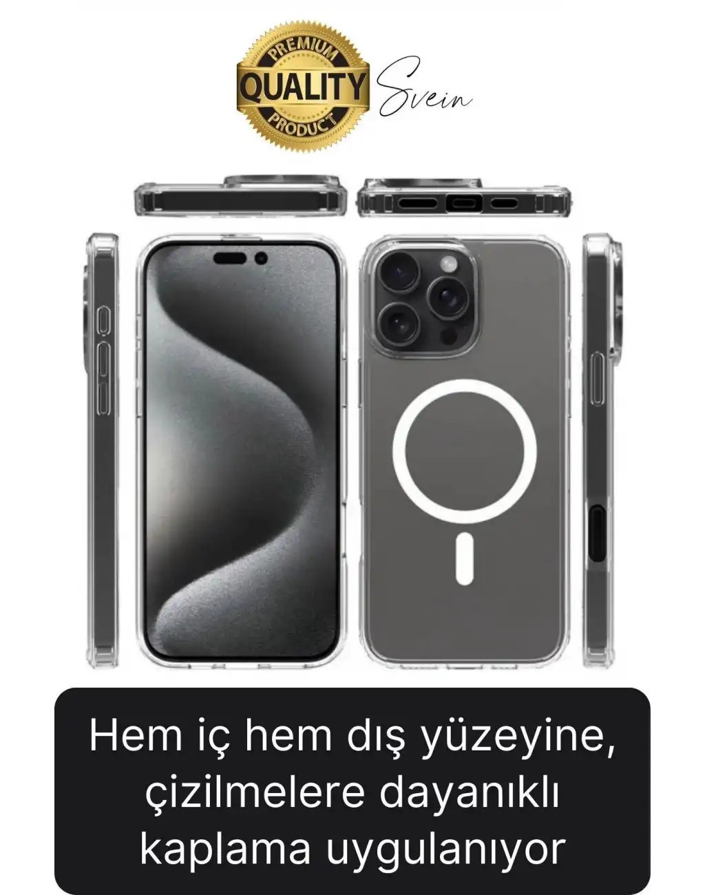Premium Apple İphone 16 Pro 6.3 inç Uyumlu Kablosuz Şarj Destekli Sert Silikon Şeffaf Kılıf Magsafe