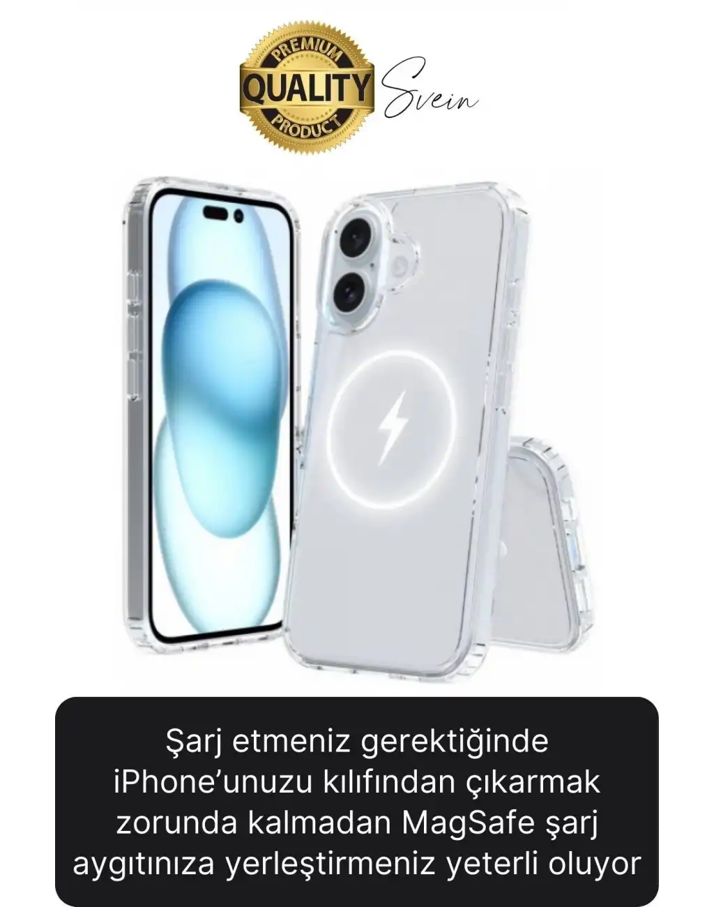 Premium Apple İphone 16 Plus 6.7 inç Uyumlu Kablosuz Şarj Destekli Sert Silikon Şeffaf Kılıf Magsafe