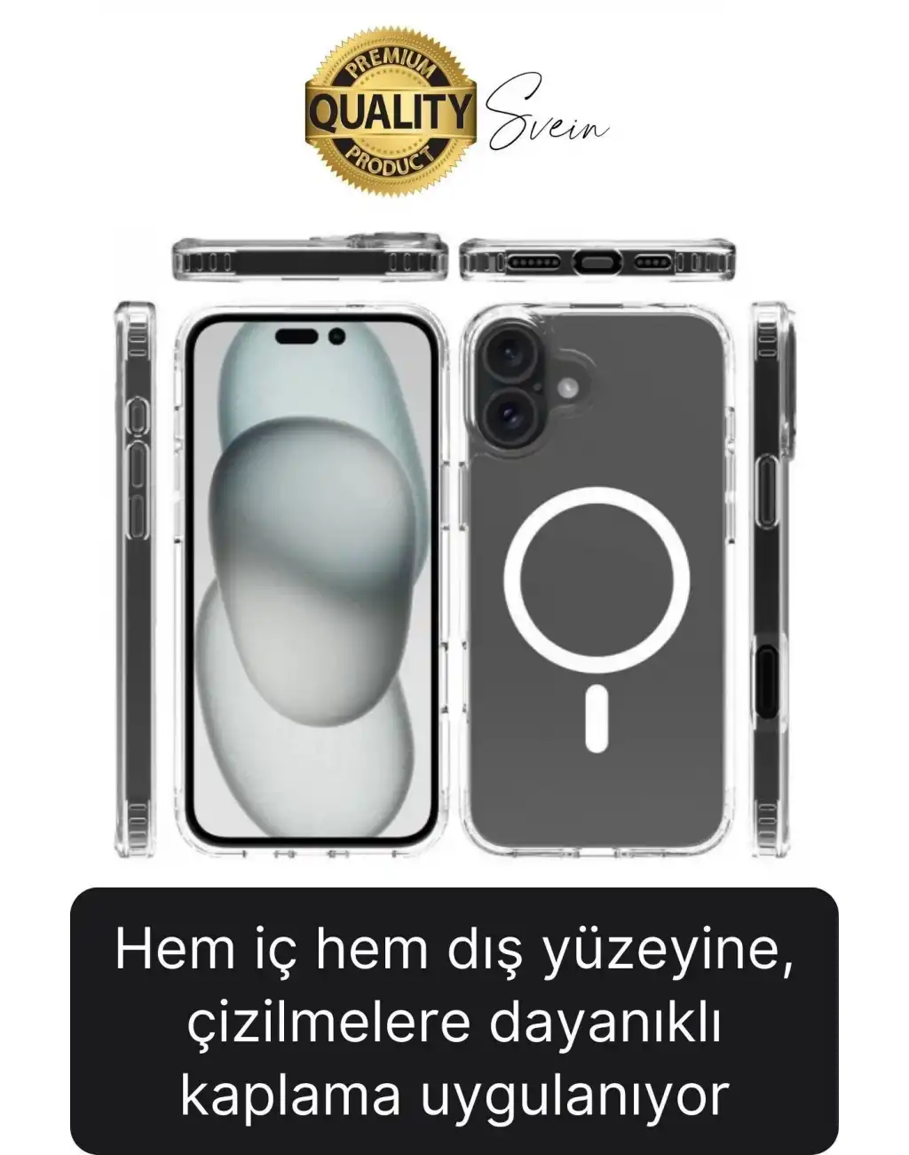 Premium Apple İphone 16 6.1 inç Uyumlu Kablosuz Şarj Destekli Sert Silikon Şeffaf Kılıf Magsafe