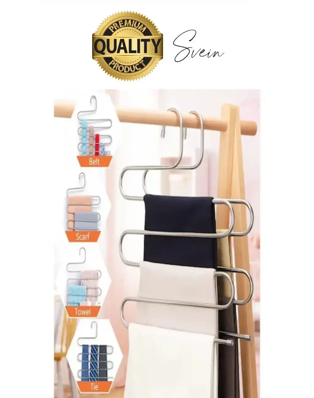 1 Adet Metal Dolap İçi Krom Pantolon Pantolon Akıllı Askılık 5li Taşır Çoklu Katlı Kırışma Karşıtı