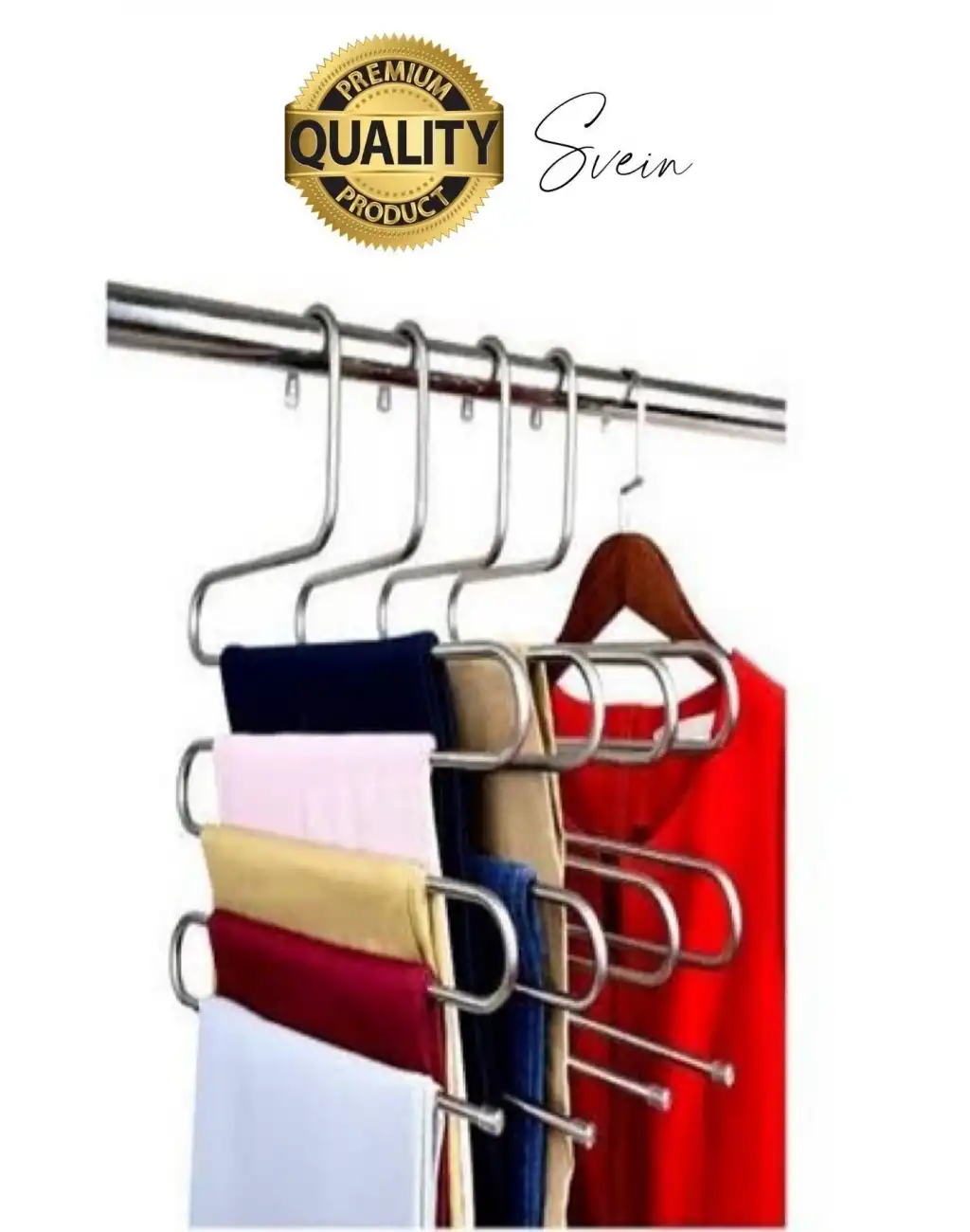 1 Adet Metal Dolap İçi Krom Pantolon Pantolon Akıllı Askılık 5li Taşır Çoklu Katlı Kırışma Karşıtı