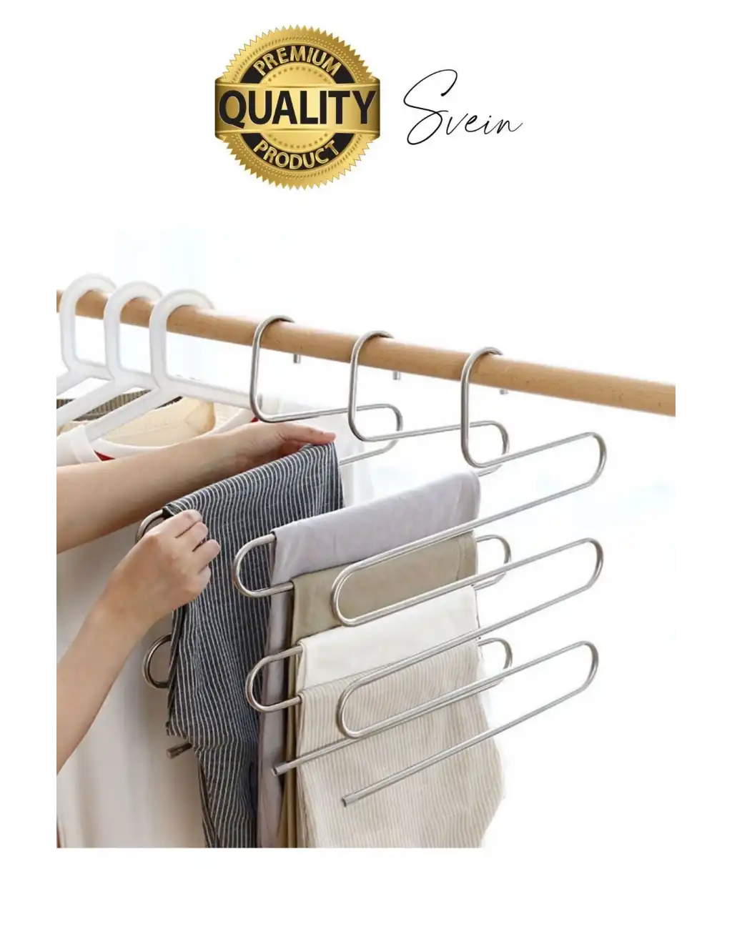 1 Adet Metal Dolap İçi Krom Pantolon Pantolon Akıllı Askılık 5li Taşır Çoklu Katlı Kırışma Karşıtı