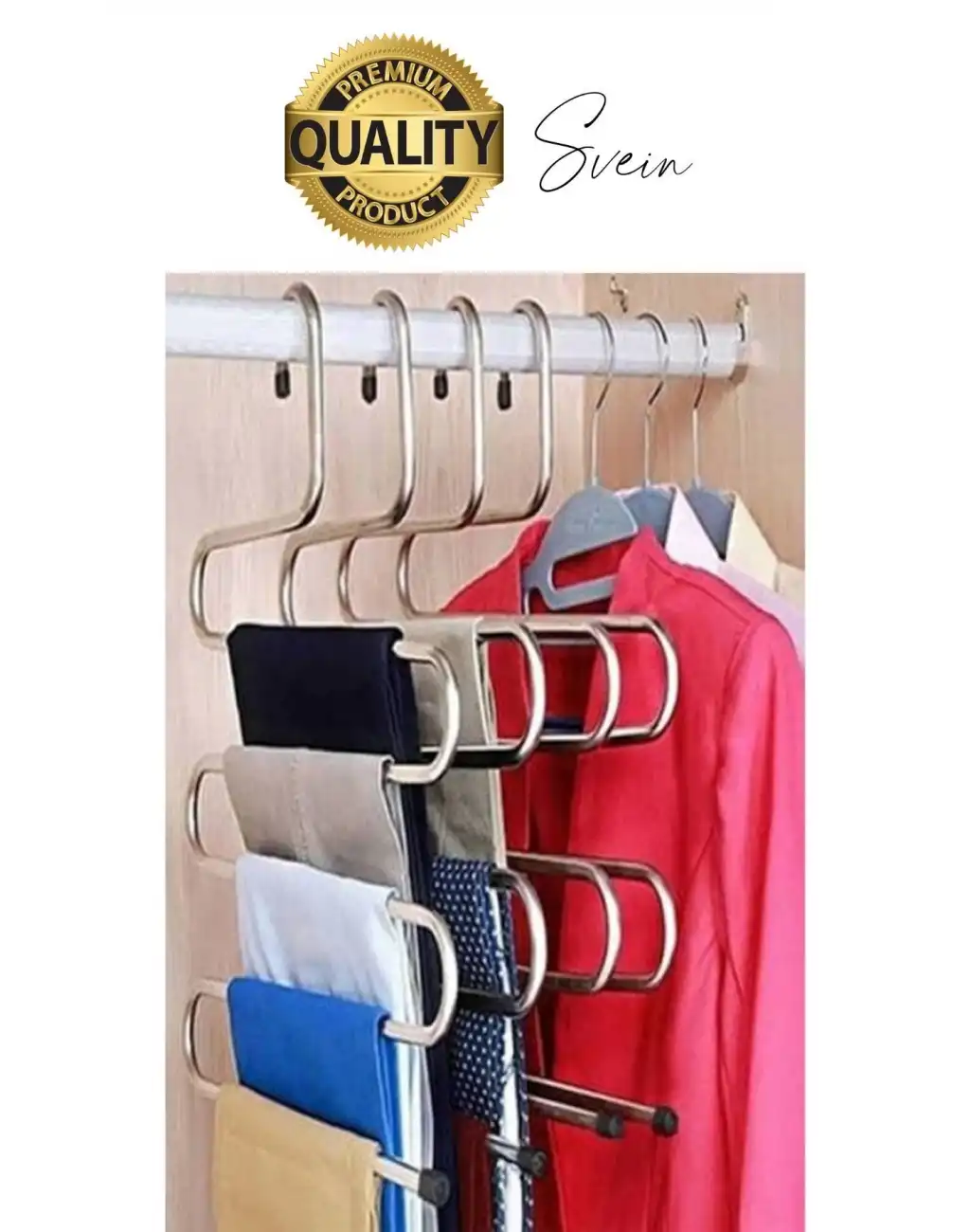 5 Adet Metal Dolap I?çi Krom Pantolon Pantolon Akıllı Askılık 5li Taşır Çoklu Katlı Kırışma Karşıtı