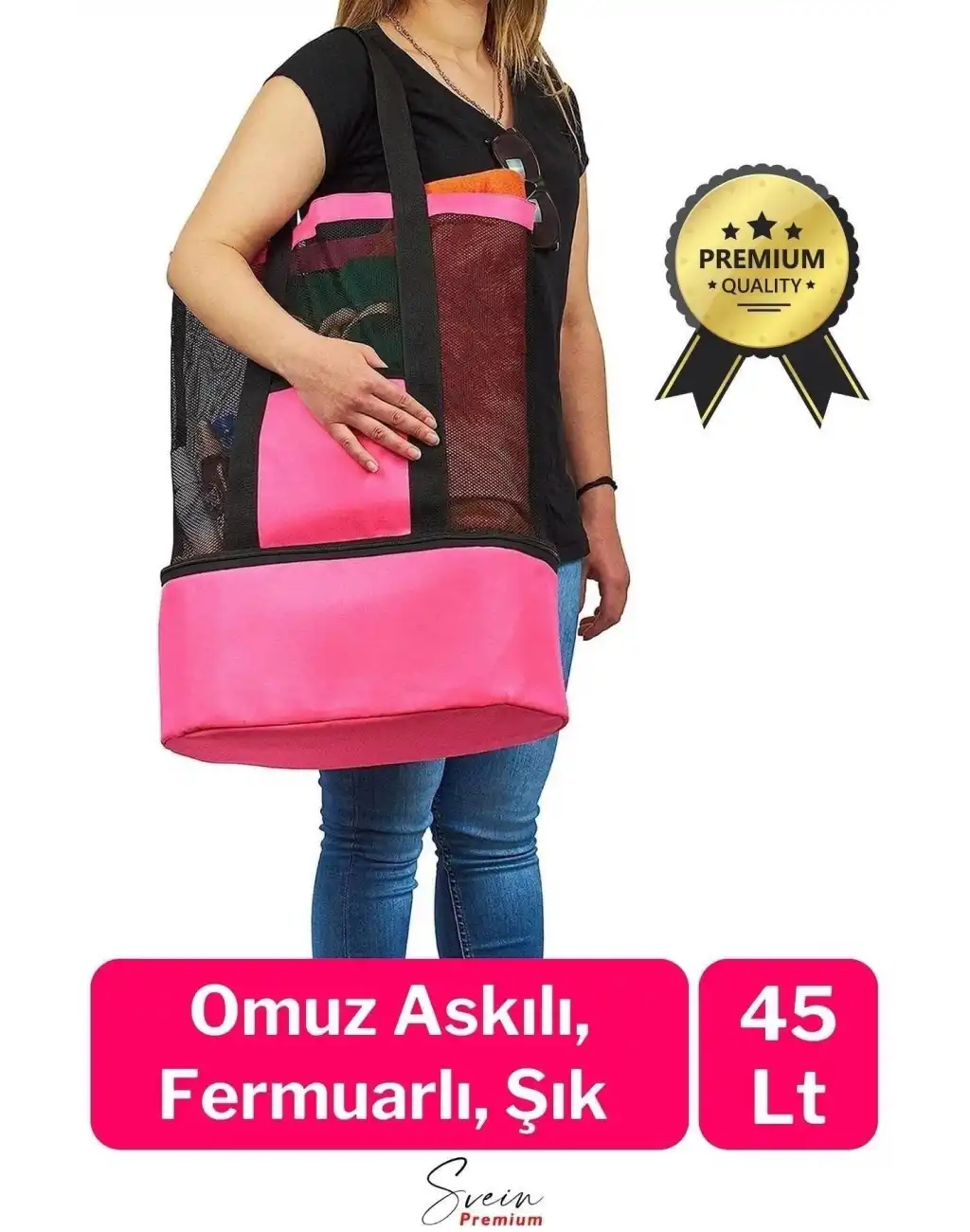 Sıcak Soğuk Tutucu Buzluklu Termos Bölmeli Fileli Omuz Askılı Fermuarlı Şık Plaj Kamp Piknik Çantası