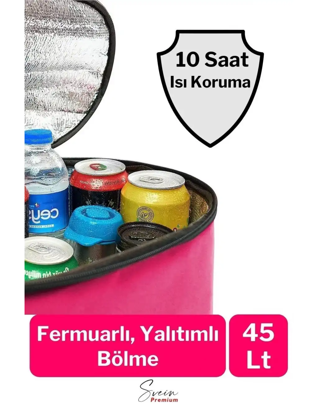 Sıcak Soğuk Tutucu Buzluklu Termos Bölmeli Fileli Omuz Askılı Fermuarlı Şık Plaj Kamp Piknik Çantası