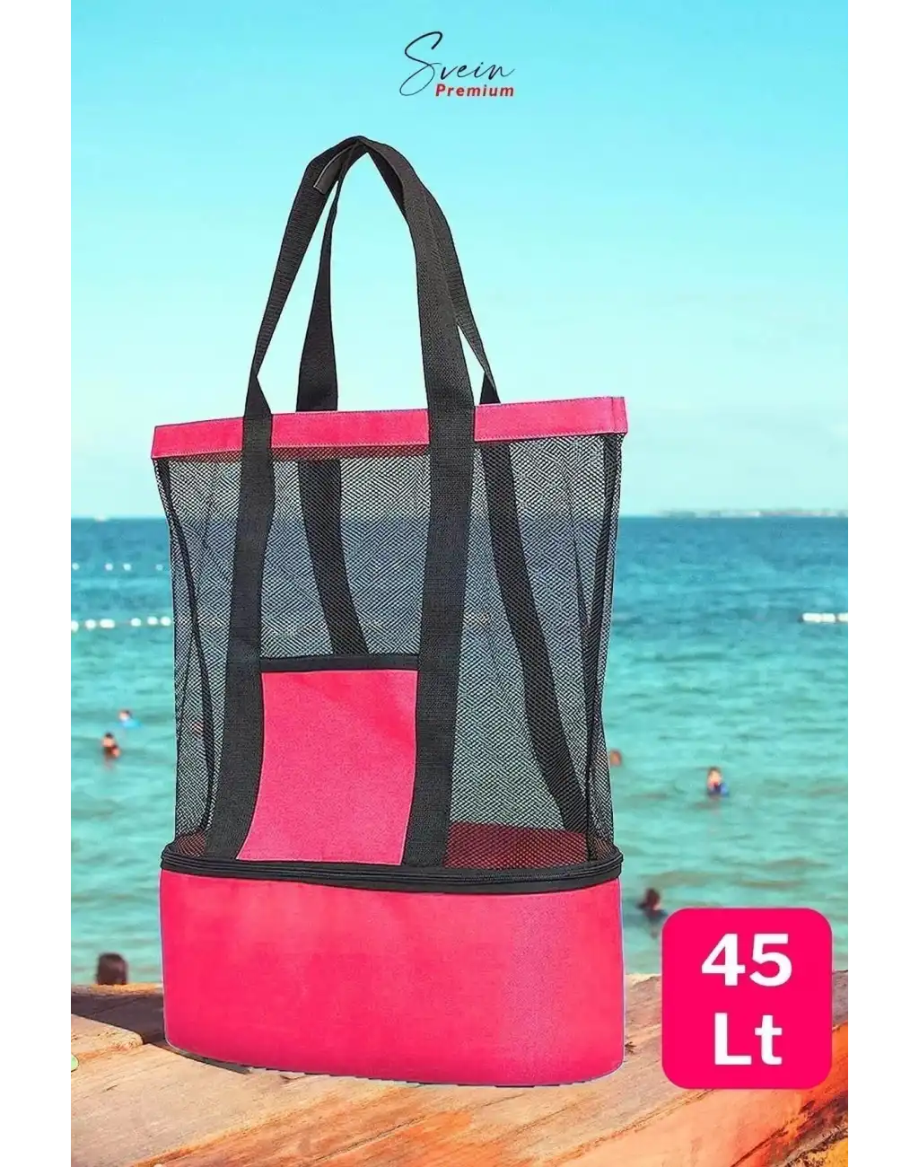 Sıcak Soğuk Tutucu Buzluklu Termos Bölmeli Fileli Omuz Askılı Fermuarlı Şık Plaj Kamp Piknik Çantası