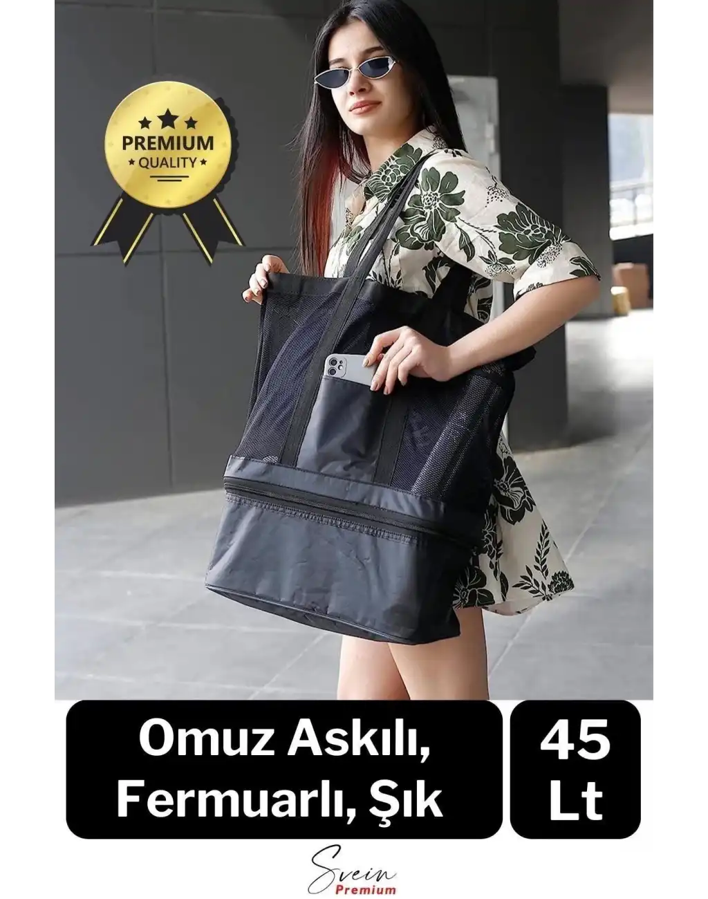 Sıcak Soğuk Tutucu Buzluklu Termos Bölmeli Fileli Omuz Askılı Fermuarlı Şık Plaj Kamp Piknik Çantası