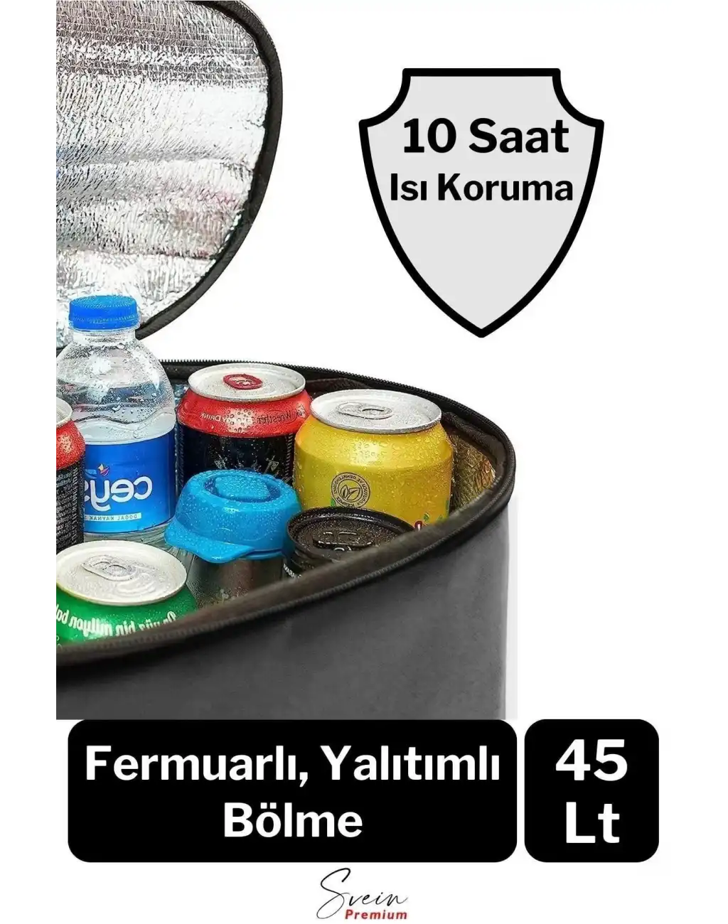 Sıcak Soğuk Tutucu Buzluklu Termos Bölmeli Fileli Omuz Askılı Fermuarlı Şık Plaj Kamp Piknik Çantası