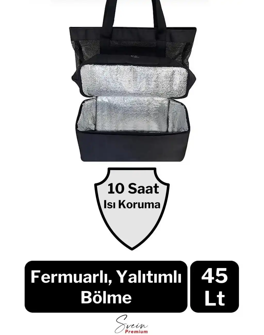 Sıcak Soğuk Tutucu Buzluklu Termos Bölmeli Fileli Omuz Askılı Fermuarlı Şık Plaj Kamp Piknik Çantası