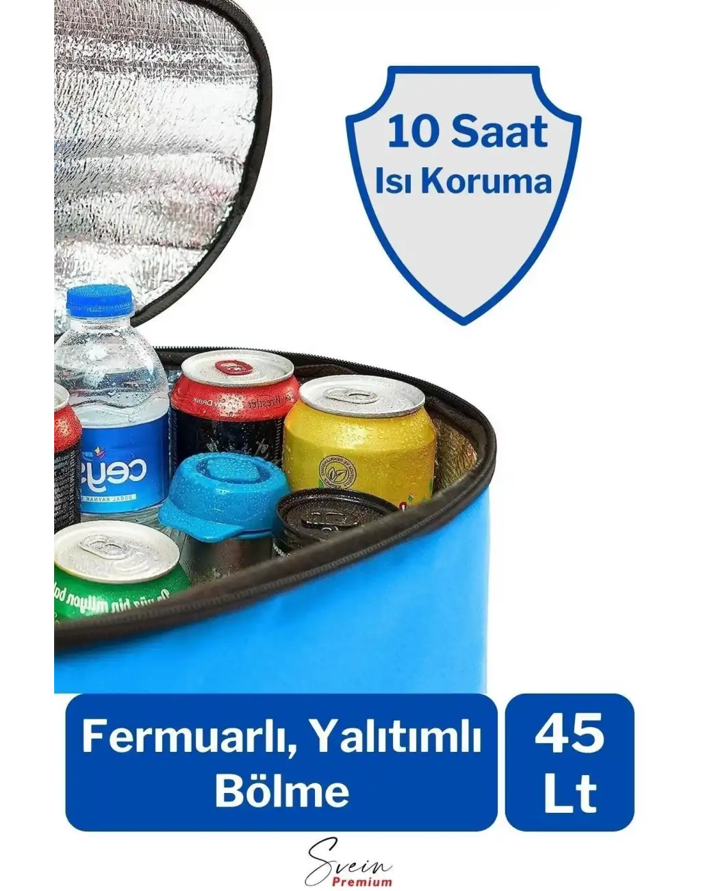 Sıcak Soğuk Tutucu Buzluklu Termos Bölmeli Fileli Omuz Askılı Fermuarlı Şık Plaj Kamp Piknik Çantası