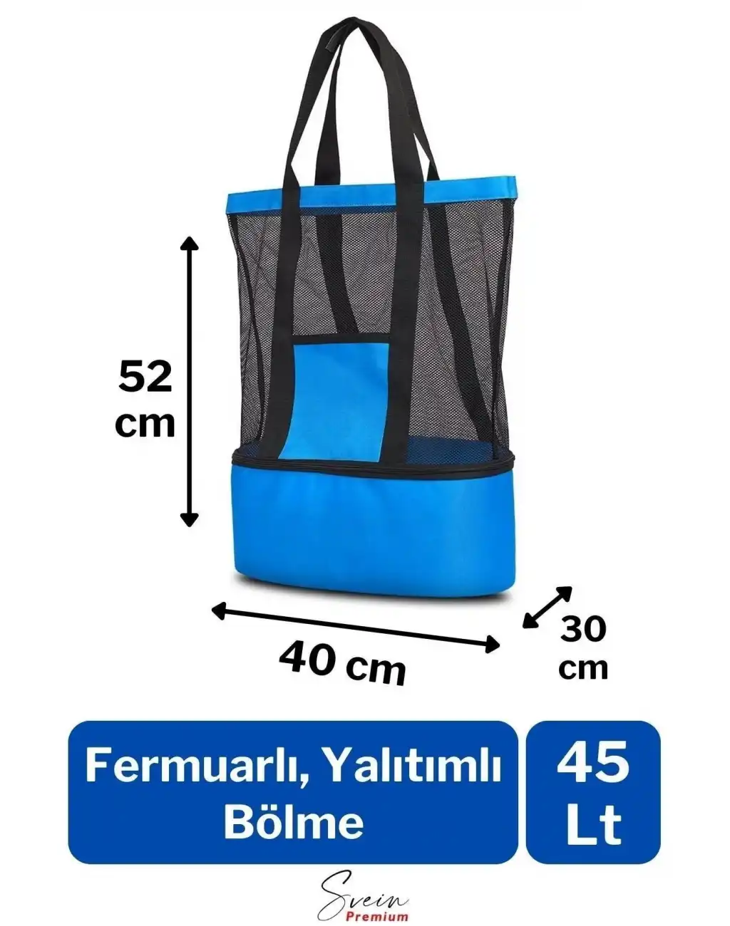 Sıcak Soğuk Tutucu Buzluklu Termos Bölmeli Fileli Omuz Askılı Fermuarlı Şık Plaj Kamp Piknik Çantası