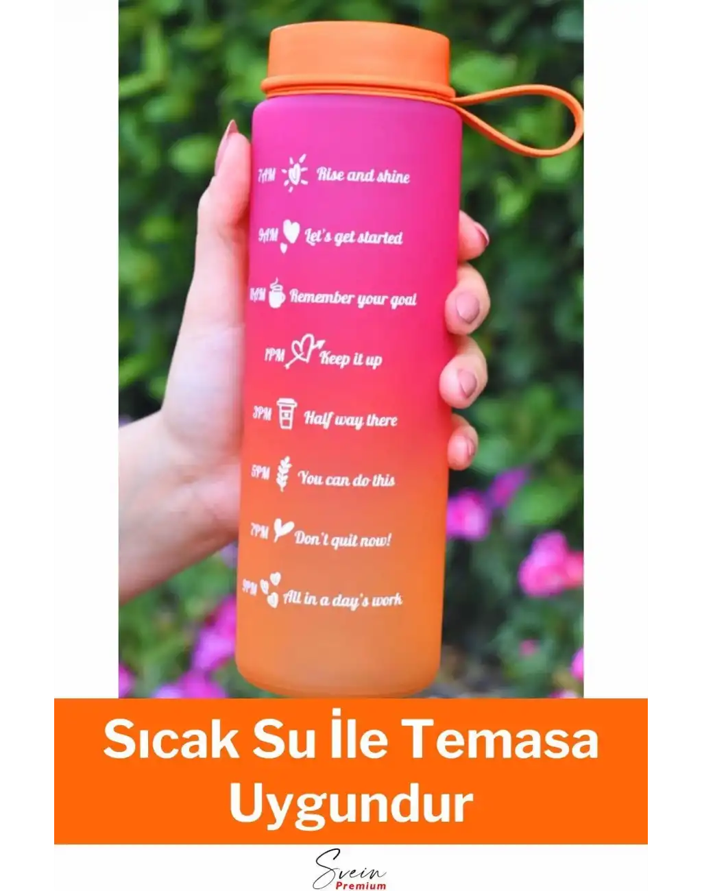 Premium Motivasyon 1. Kalite Sızdırmaz Renkli Yazılı Sporcu Cam Matara Kapaklı Su Şişesi Bpa İçermez