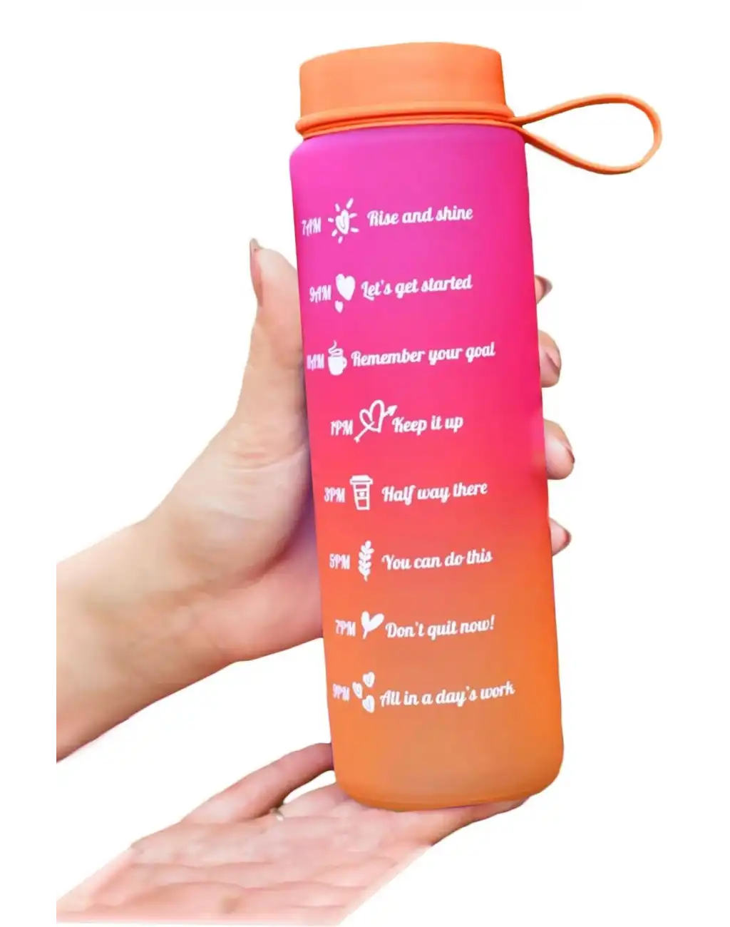 Premium Motivasyon 1. Kalite Sızdırmaz Renkli Yazılı Sporcu Cam Matara Kapaklı Su Şişesi Bpa İçermez