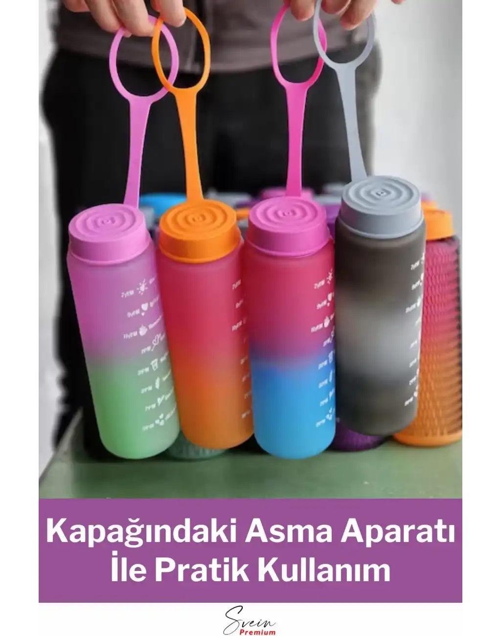 Premium Motivasyon 1. Kalite Sızdırmaz Renkli Yazılı Sporcu Cam Matara Kapaklı Su Şişesi Bpa İçermez