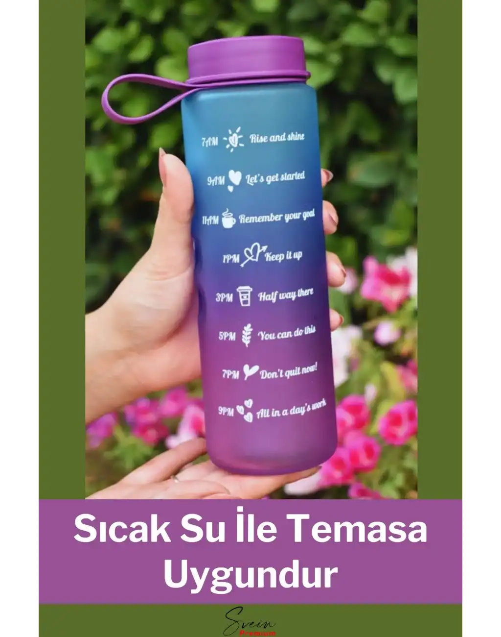 Premium Motivasyon 1. Kalite Sızdırmaz Renkli Yazılı Sporcu Cam Matara Kapaklı Su Şişesi Bpa İçermez