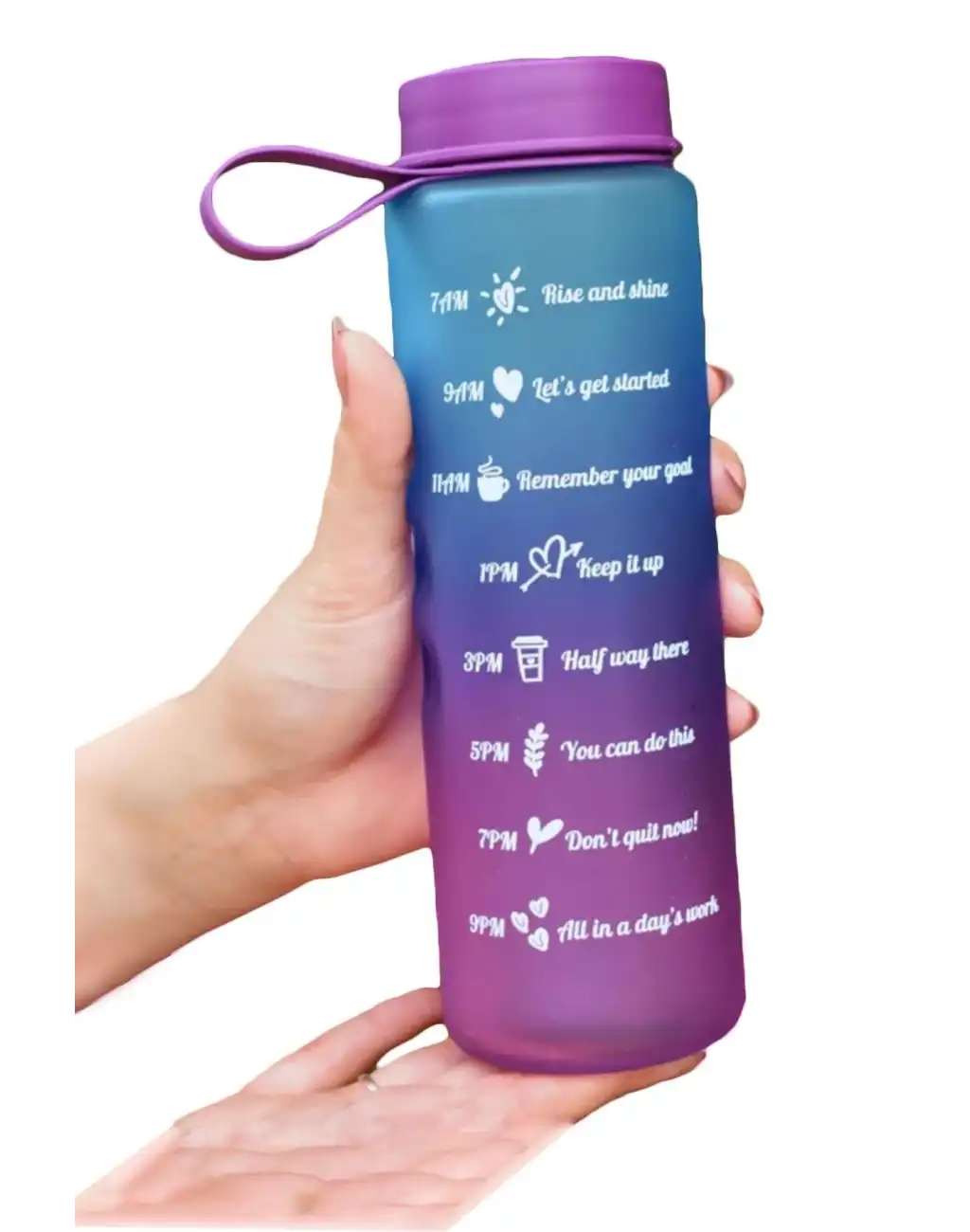 Premium Motivasyon 1. Kalite Sızdırmaz Renkli Yazılı Sporcu Cam Matara Kapaklı Su Şişesi Bpa İçermez
