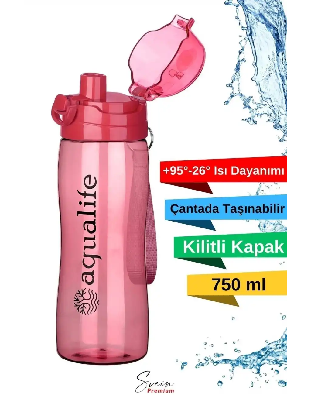 Kilitli Kapaklı Sızdırmaz Suluk Darbeye Isıya Dayanıklı Şeffaf Plastik