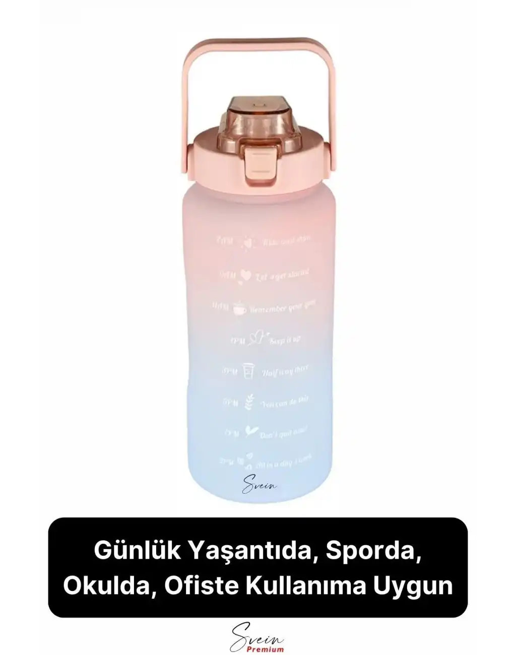 2 Lt Pipetli Motivasyonel Su Matarası Sağlıklı Sızdırmaz Suluk Tritan Spor Salonu Su Şişesi Sticker