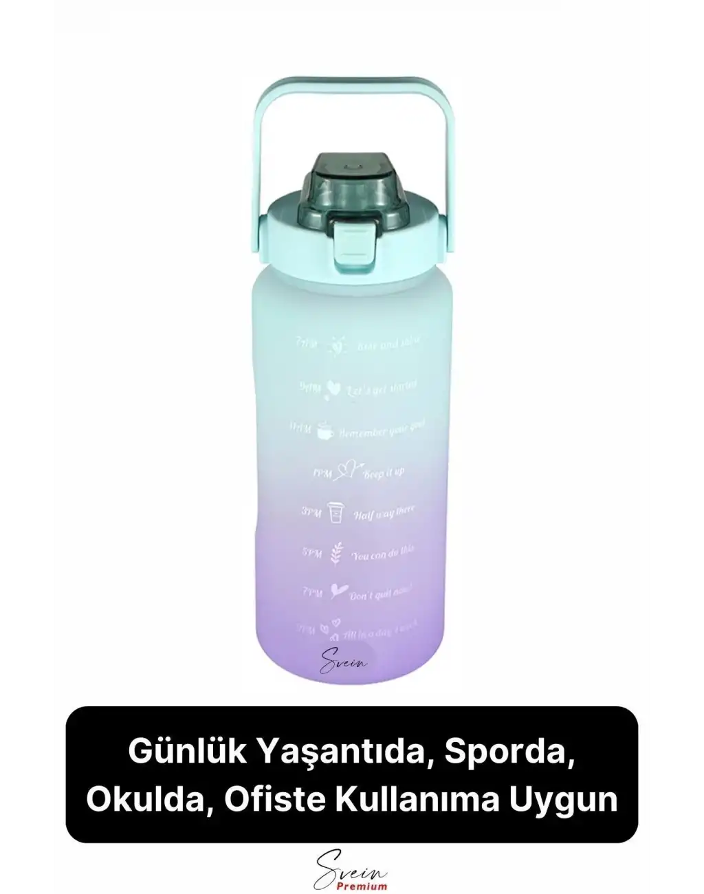 2 Lt Pipetli Motivasyonel Su Matarası Sağlıklı Sızdırmaz Suluk Tritan Spor Salonu Su Şişesi Sticker