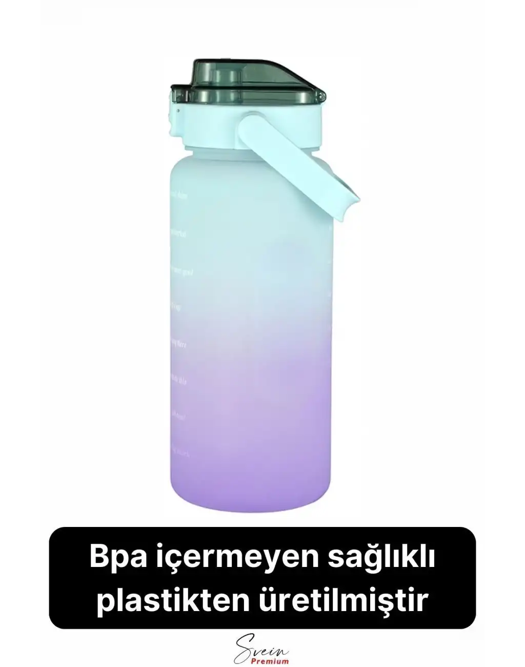 2 Lt Pipetli Motivasyonel Su Matarası Sağlıklı Sızdırmaz Suluk Tritan Spor Salonu Su Şişesi Sticker