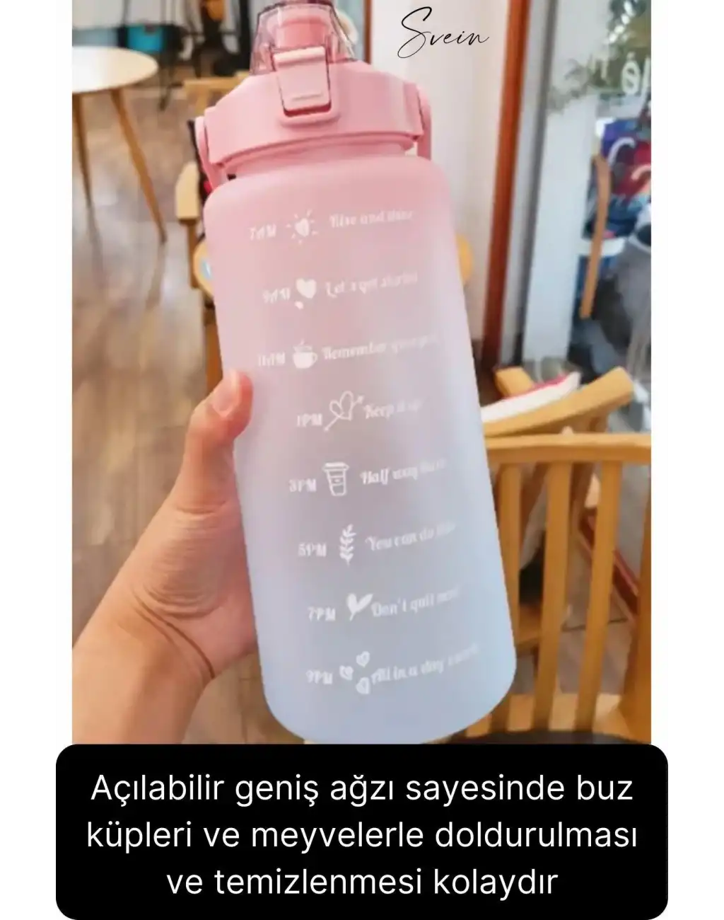 Premium 2 Lt Pipetli Kilitli Sızdırmaz Kapaklı Tutma Saplı Motivasyon Suluk Matara Sporcu Su Şişesi