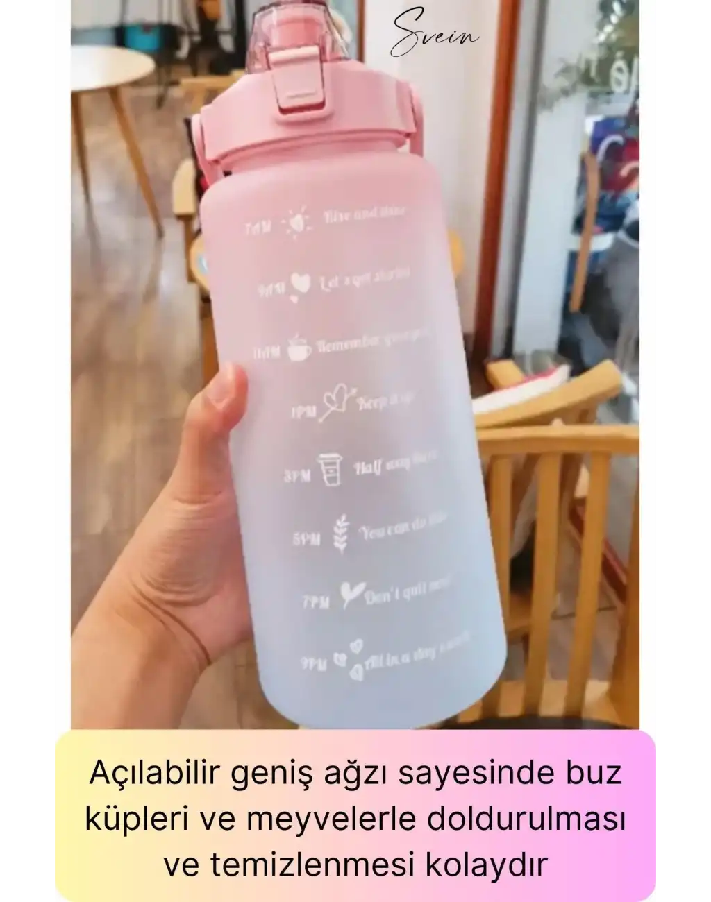 Premium 2 Lt Pipetli Kilitli Sızdırmaz Kapaklı Tutma Saplı Motivasyon Suluk Matara Sporcu Su Şişesi