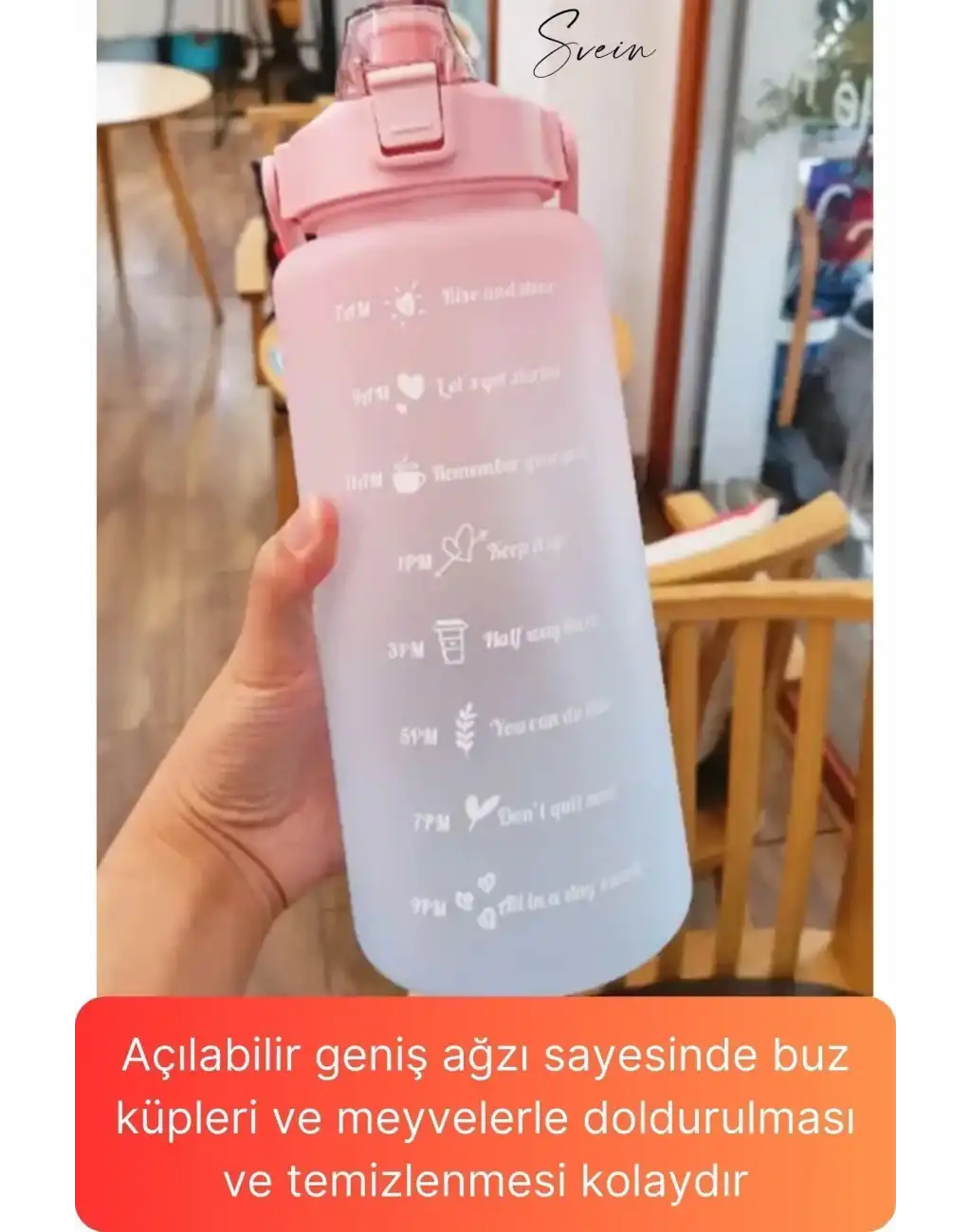 Premium 2 Lt Pipetli Kilitli Sızdırmaz Kapaklı Tutma Saplı Motivasyon Suluk Matara Sporcu Su Şişesi