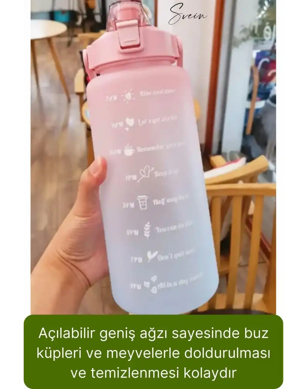 Premium 2 lt Pipetli Kilitli Sızdırmaz Kapaklı Kamp Sağlıklı Motivasyon Suluk Matara Spor Su Şişesi