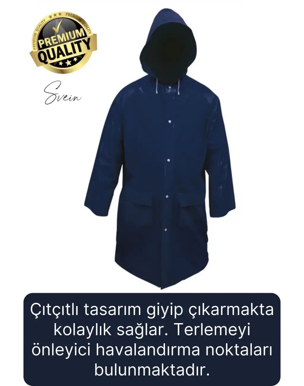 Premium Laci Xxl 150 gr Kapüşonlu Cepli Yağmurluk Su Rüzgar Soğuk Geçirmez Unisex Çıtçıtlı Pardösü