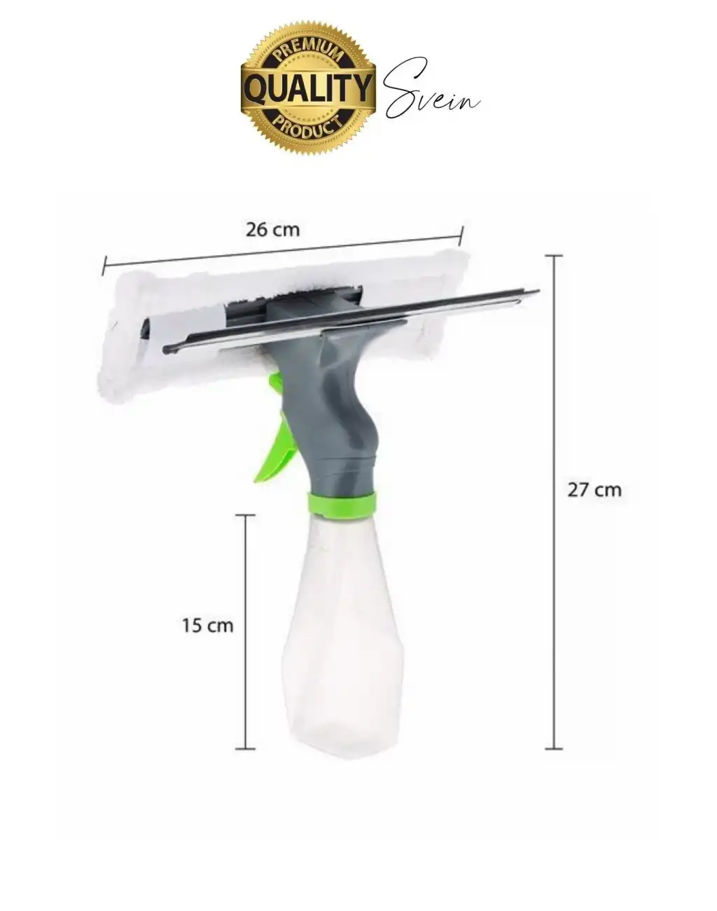 Pratik Hazneli Spreyli Pencere Cam Yüzey Temizleyici Şişesi ve Mikrofiber Bezi Silecekli Fırça