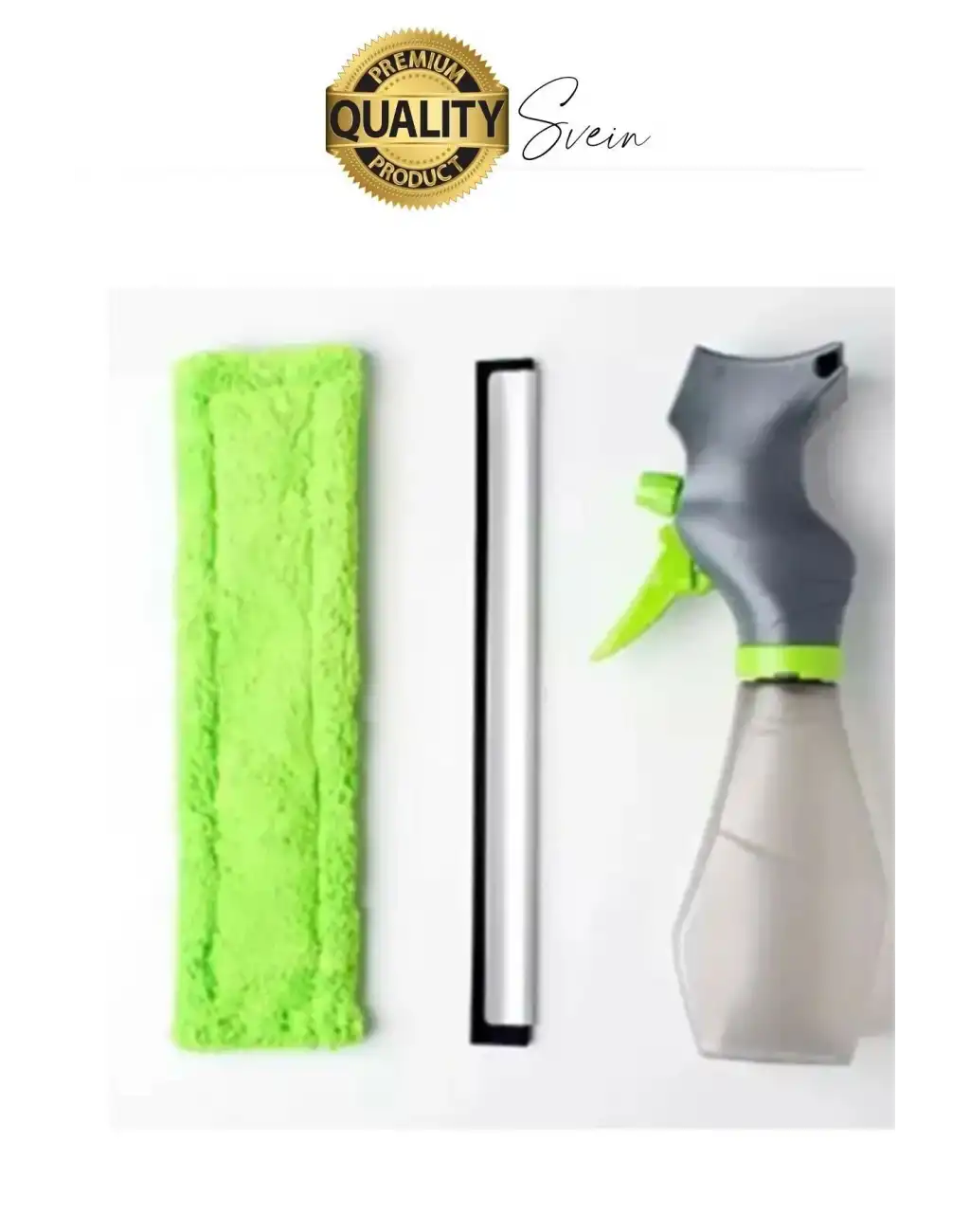 Pratik Hazneli Spreyli Pencere Cam Yüzey Temizleyici Şişesi ve Mikrofiber Bezi Silecekli Fırça