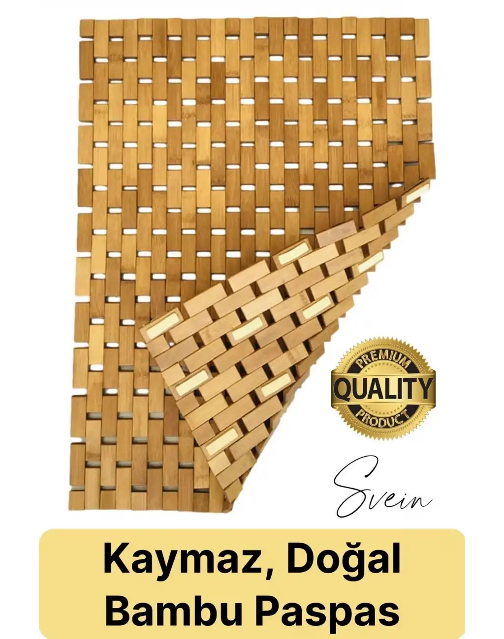 Kaydırmaz Bambu Banyo Paspası Blok Dokuma Hasır Dekoratif Ayak Duş Matı Kapı Giriş Pedi Zemin Ev