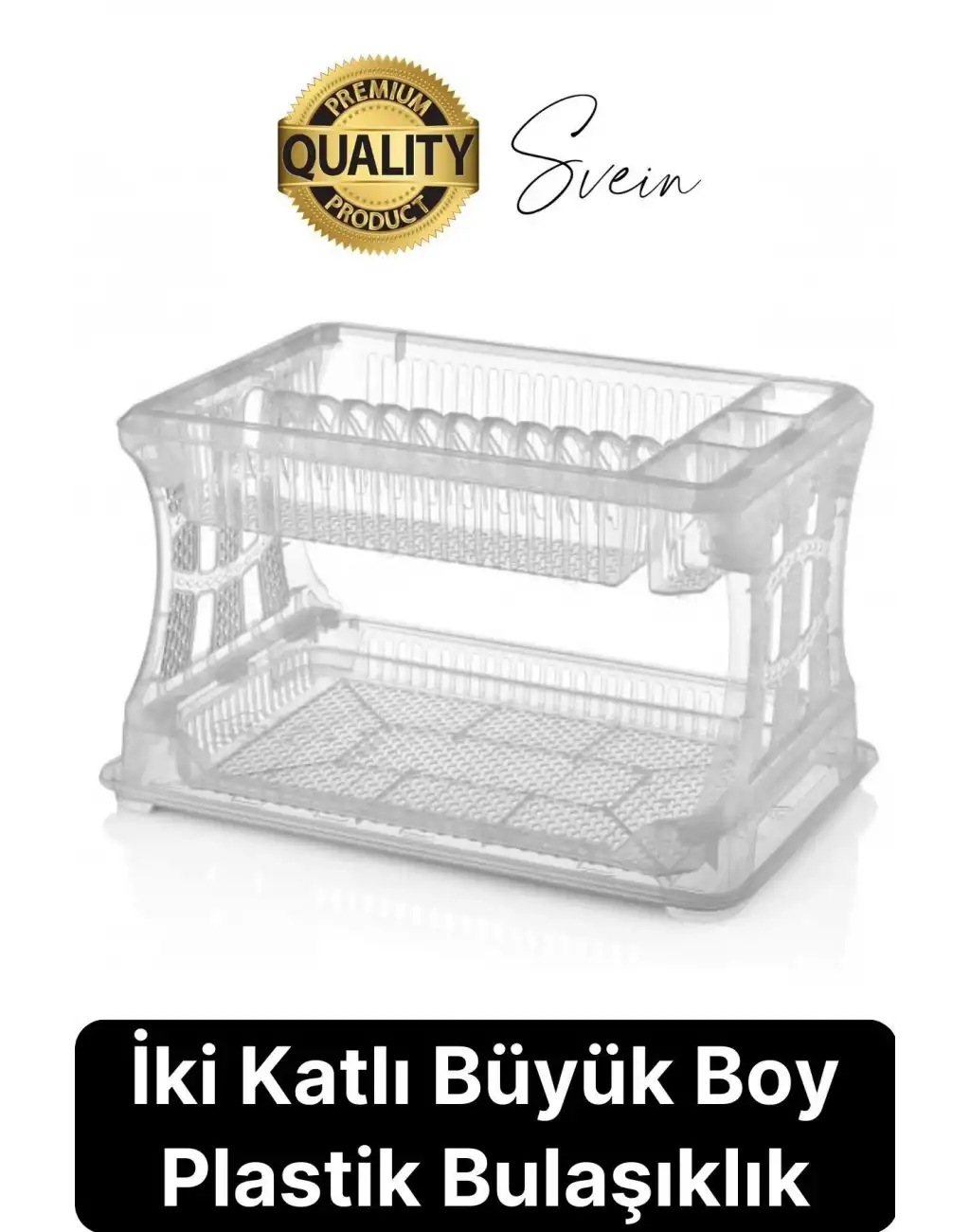 Premium İki Katlı Tabaklık Tezgah Üstü Bulaşıklık Bardak Tabak Kurutucu Mutfak Düzenleyici Plastik