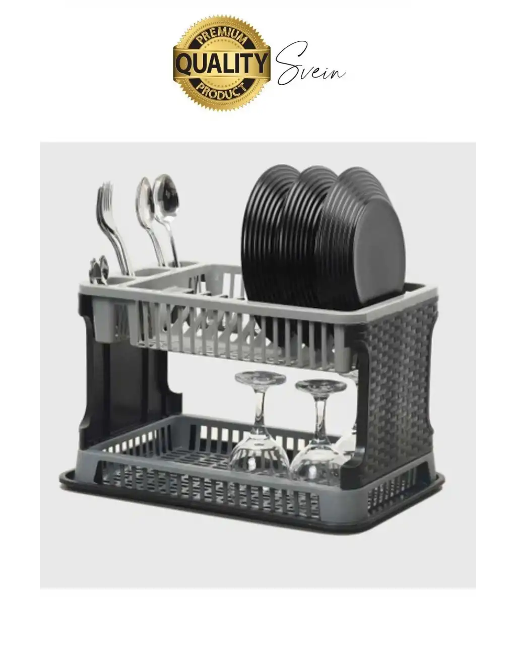 Premium İki Katlı Tabaklık Tezgah Üstü Bulaşıklık Bardak Tabak Kurutucu Mutfak Düzenleyici Plastik