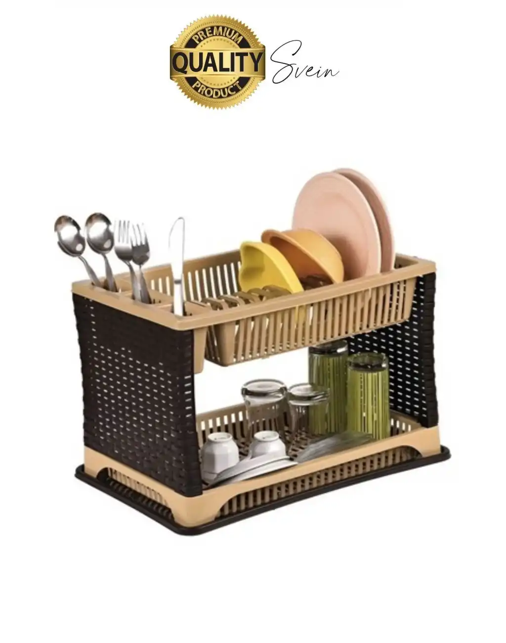 Premium İki Katlı Tabaklık Tezgah Üstü Bulaşıklık Bardak Tabak Kurutucu Mutfak Düzenleyici Plastik