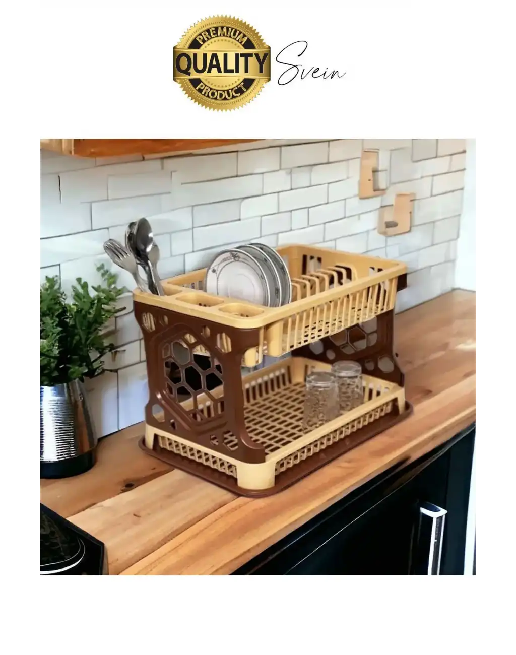 Premium İki Katlı Tabaklık Tezgah Üstü Bulaşıklık Bardak Tabak Kurutucu Mutfak Düzenleyici Plastik